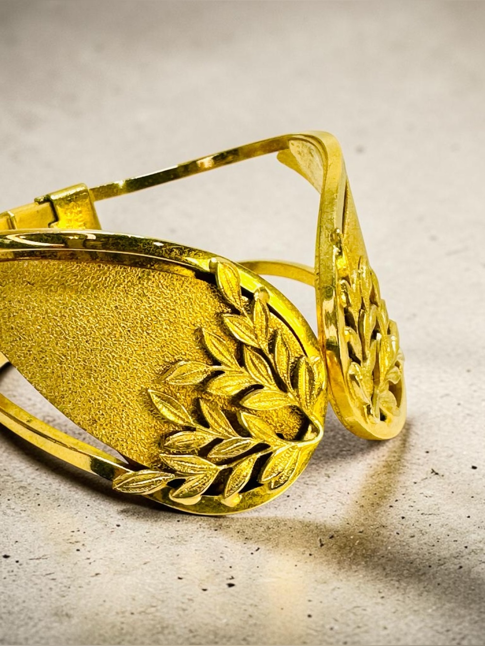 Elegant Gold Leaf Cuff Bracelet -Renoir Sauteur Mark